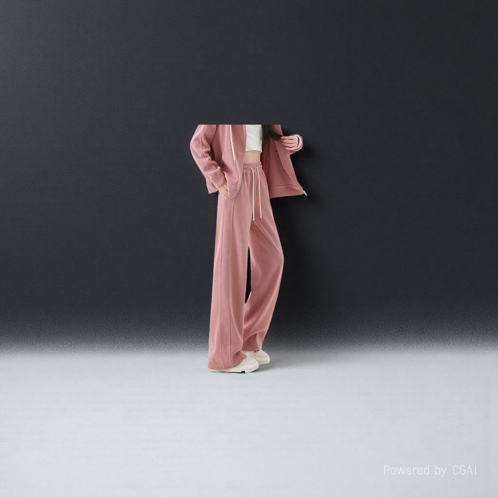Cotton pink casual sportswear set + pants, sportswear, sports suit, motorcycle, two-piece raincoat Specification image