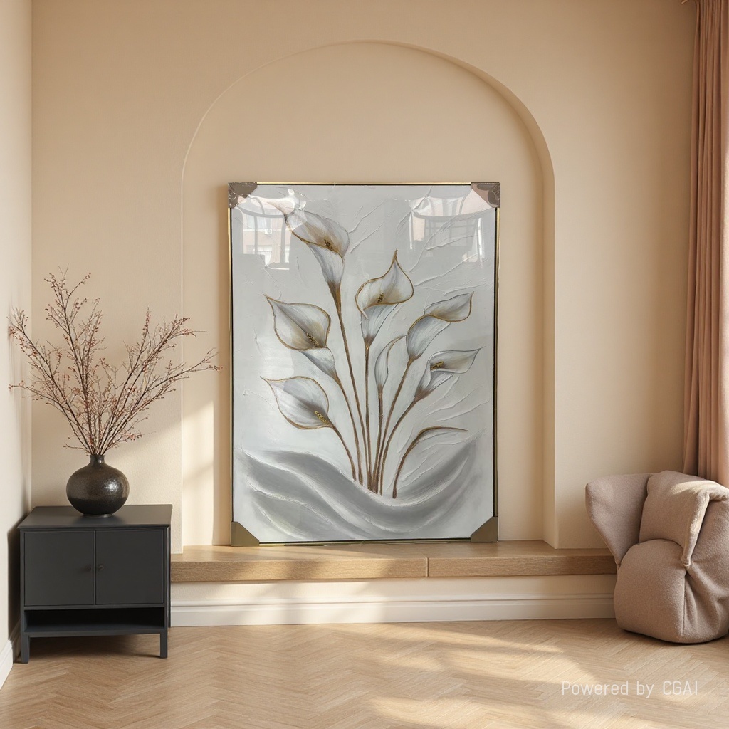 Vintage viento de curación arte floral blanco pintura colgante wabi-sabi viento basalto pasillo versión vertical pintura decorativa sala de estar dormitorio atmósfera sensación textura pintura Specification image