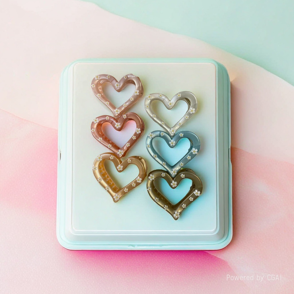 Heart-shaped shark clip, hairpin, hair accessory, fashionable and versatile women's beauty accessories Specification image