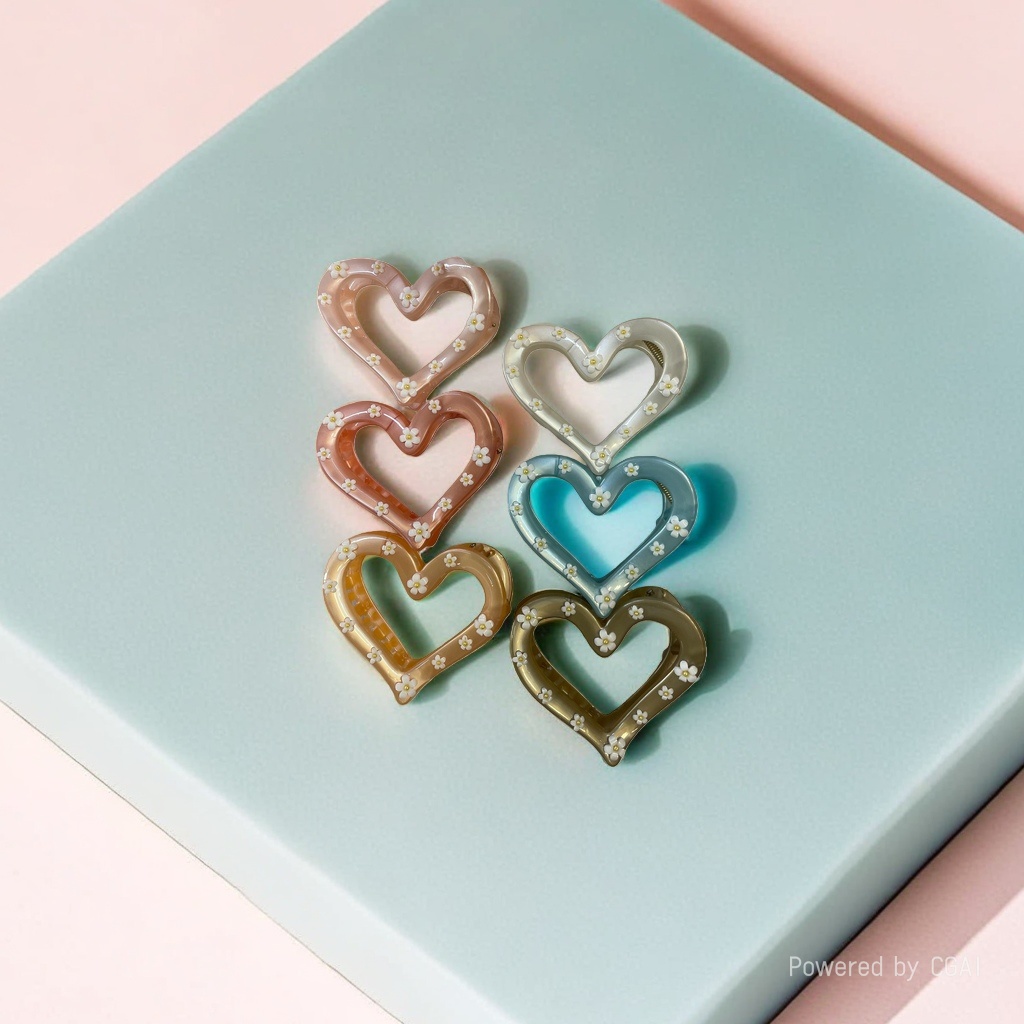 Heart-shaped shark clip, hairpin, hair accessory, fashionable and versatile women's beauty accessories Application Scenario