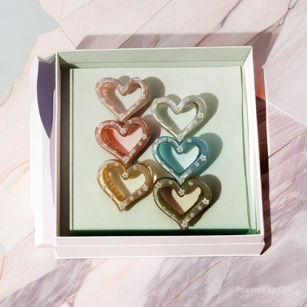 Heart-shaped shark clip, hairpin, hair accessory, fashionable and versatile women's beauty accessories details Picture