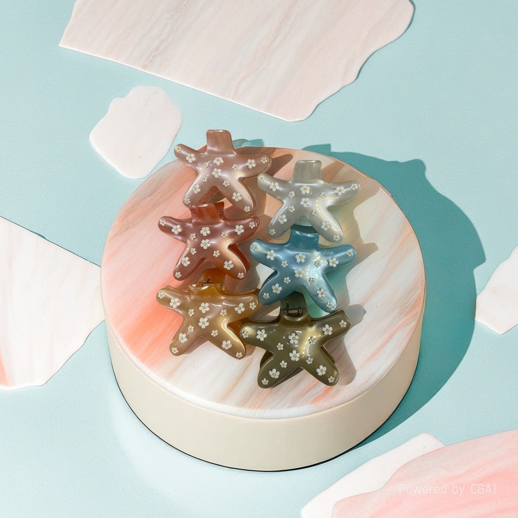 Flower-patterned star-shaped hair clips with Song brocade base, pet children's hair clips