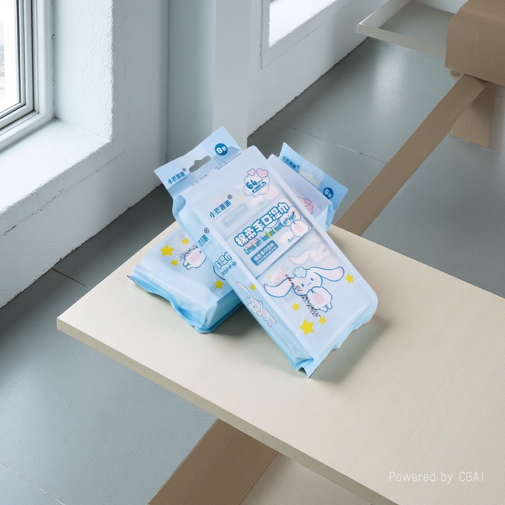 Blue packaging cotton soft hand and mouth wet wipes, portable small wet wipes, box set, cross-border e-commerce baby wet wipes and wet tissues