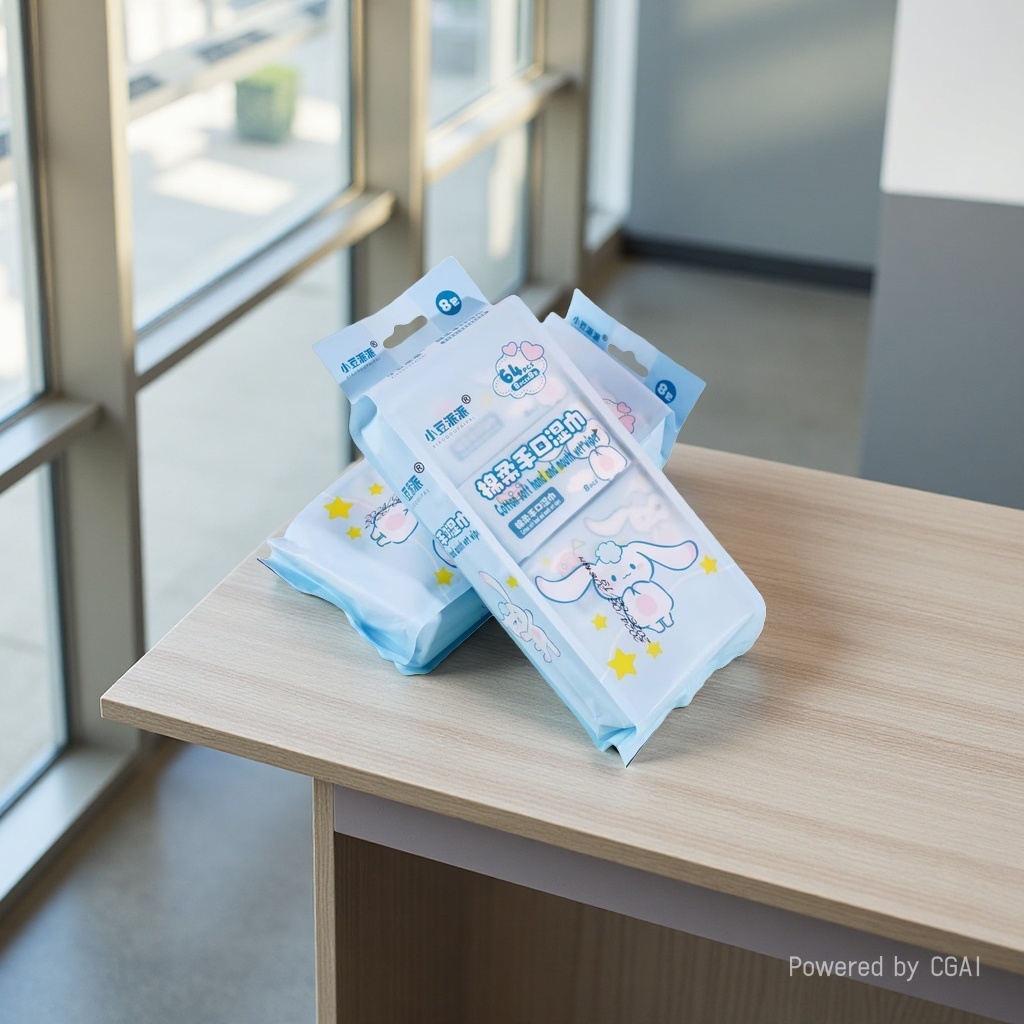 Blue packaging cotton soft hand and mouth wet wipes, portable small wet wipes, box set, cross-border e-commerce baby wet wipes and wet tissues details Picture