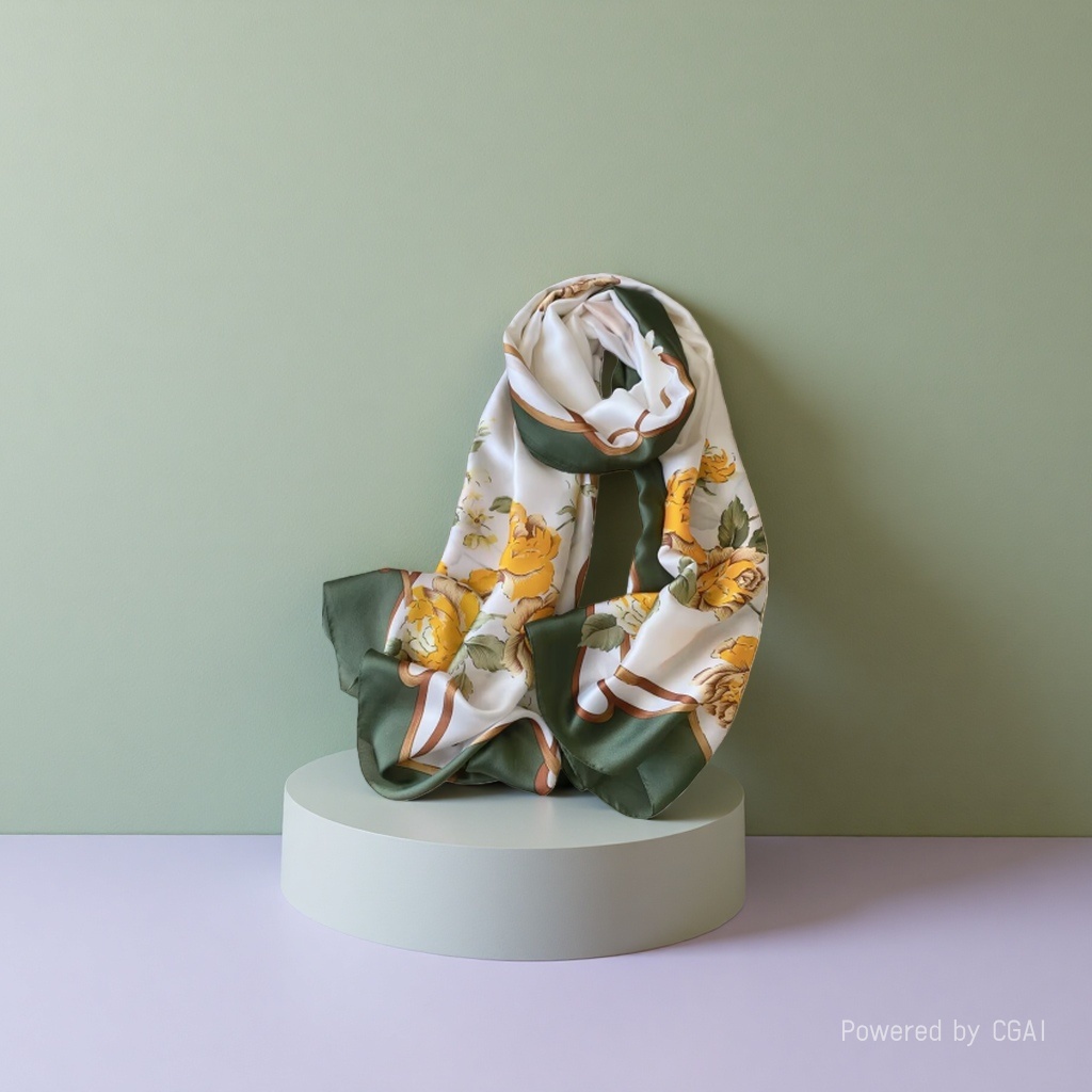 Silk flower-patterned small silk scarf, ribbon scarf, square scarf, shawl ribbon Specification image