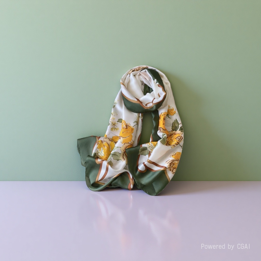 Silk flower-patterned small silk scarf, ribbon scarf, square scarf, shawl ribbon Application Scenario