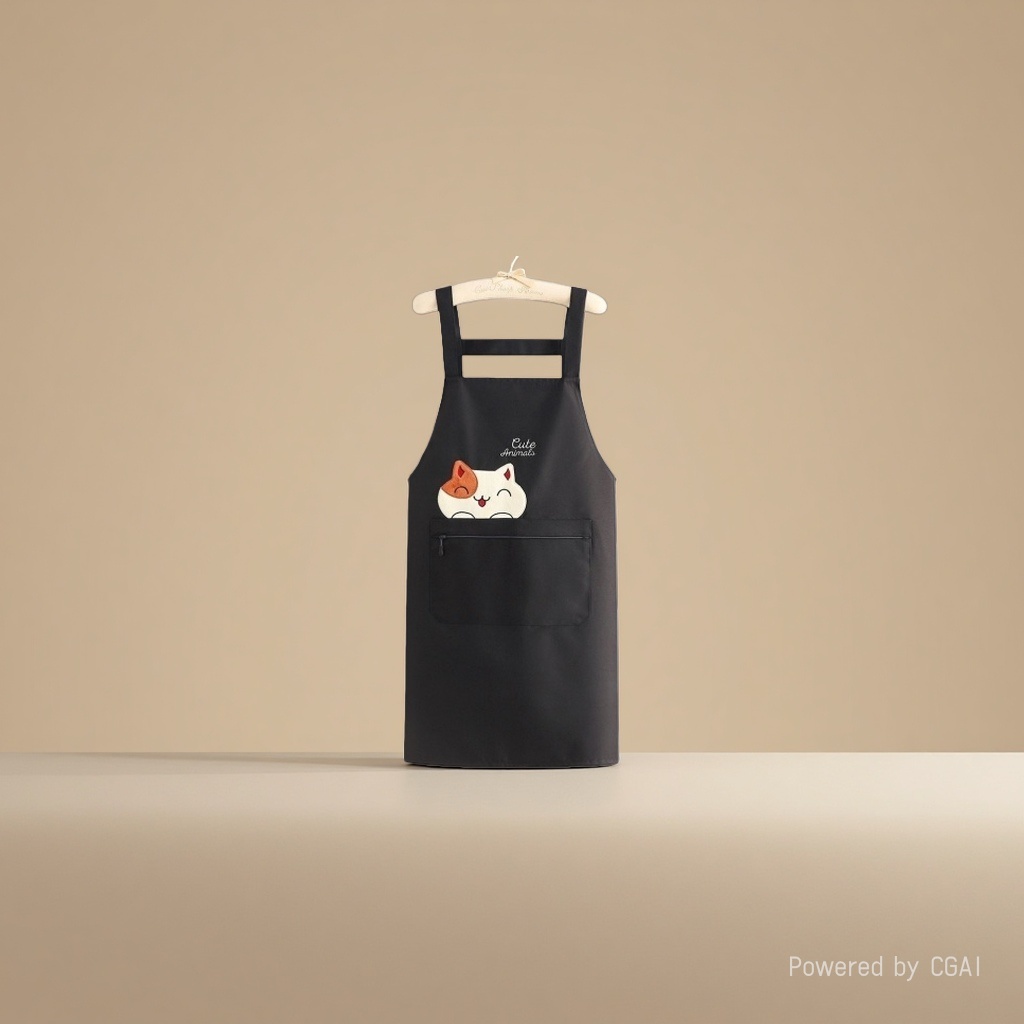 New custom-made apron for kitchen use, waterproof for cooking, cute oil-resistant, waist-hugging work clothes, fashionable for work, printed words Specification image