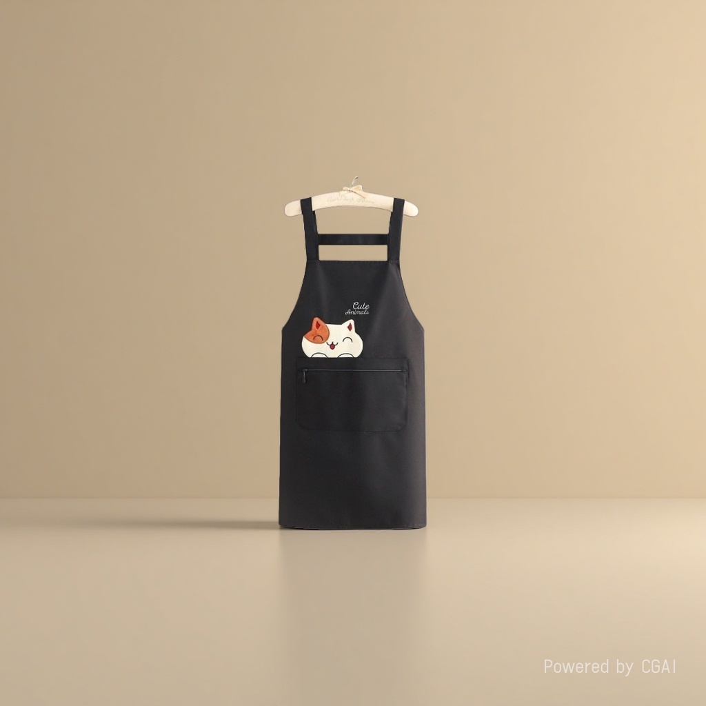 New custom-made apron for kitchen use, waterproof for cooking, cute oil-resistant, waist-hugging work clothes, fashionable for work, printed words details Picture