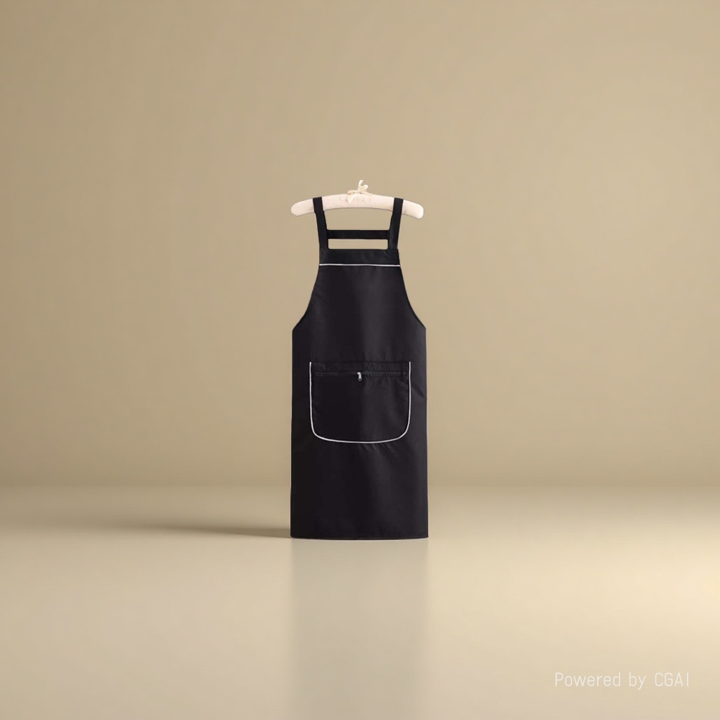Zipper pocket apron, custom-made logo printed for the catering industry, waterproof work clothes for coffee, milk tea, supermarket and fruit store details Picture