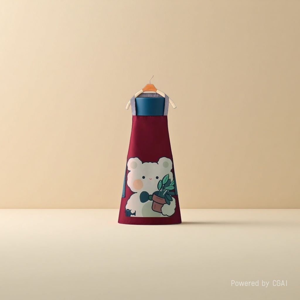 A fresh and fashionable cartoon bear apron for home kitchen, waterproof and oil-proof, cute for cooking, can be used to wipe hands, worn around the neck and waist. 142902204 Specification image