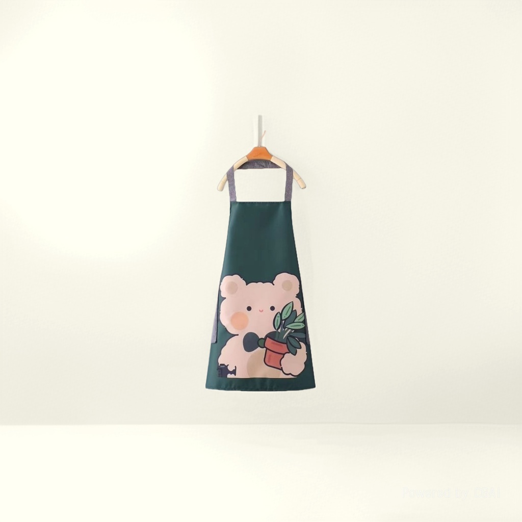 A fresh and fashionable cartoon bear apron for home kitchen, waterproof and oil-proof, cute for cooking, can be used to wipe hands, neckband and waist. 142900170