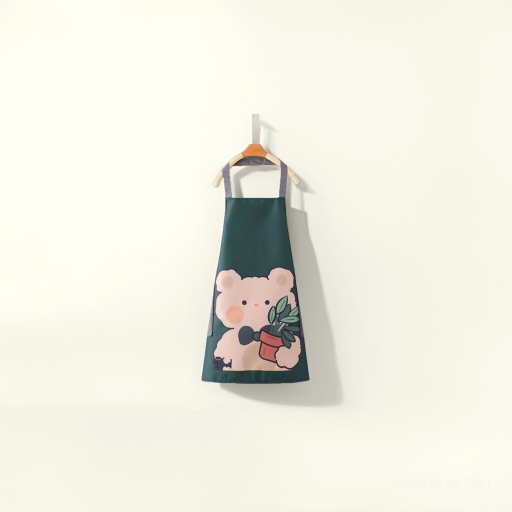 A fresh and fashionable cartoon bear apron for home kitchen, waterproof and oil-proof, cute for cooking, can be used to wipe hands, neckband and waist. 142900170 details Picture