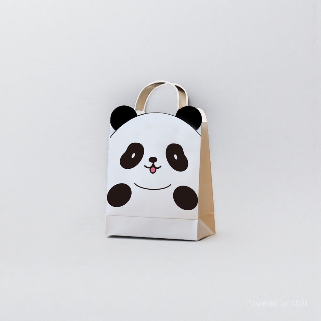 熊猫图案牛皮纸礼品袋食品包装纸袋可重复使用