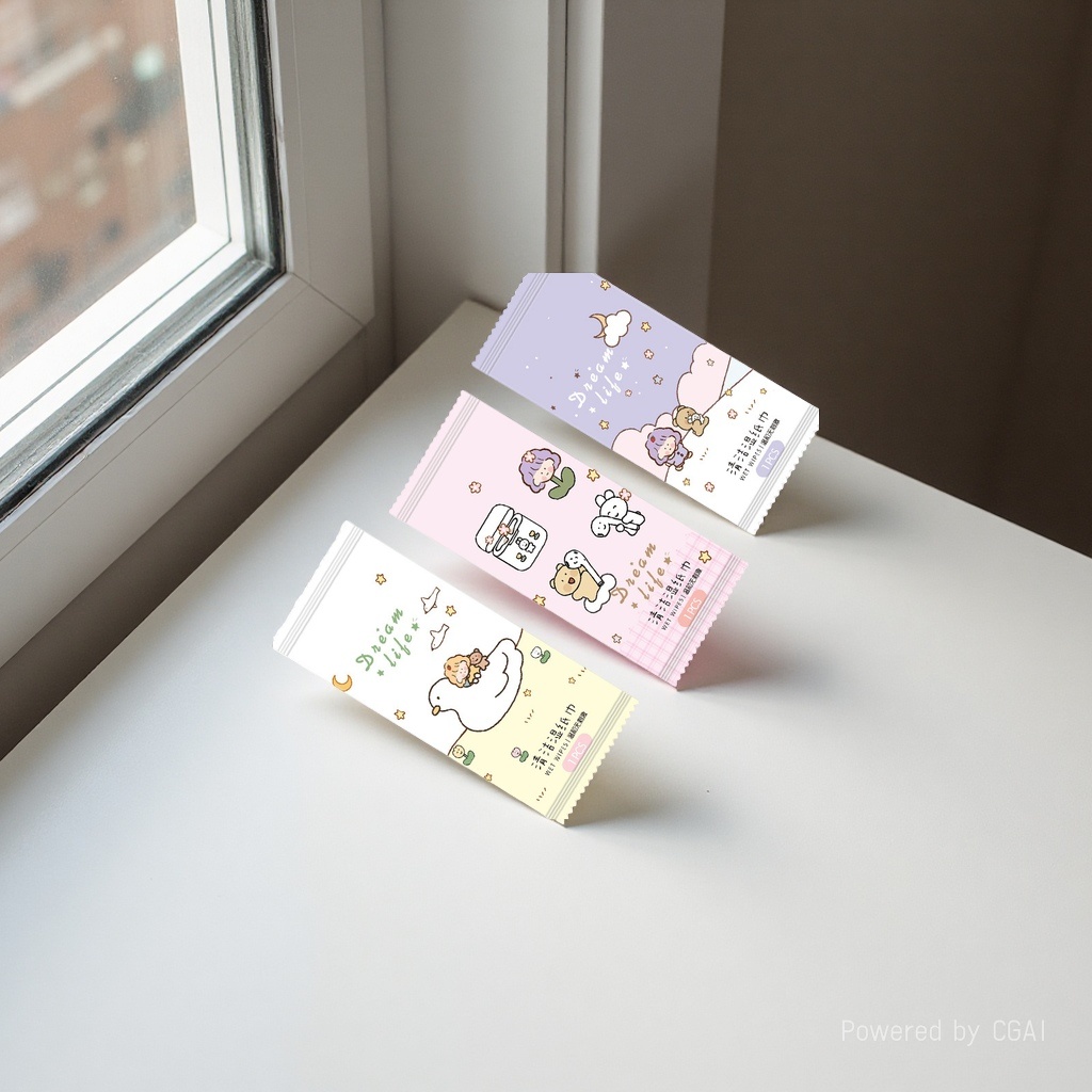 Cute cartoon portable wet wipes box set, cleaning wet wipes, baby cross-border e-commerce wet wipes