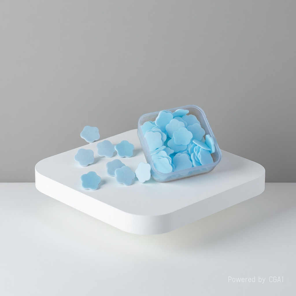Four colors of antibacterial soap powder and antibacterial soap tablets are available in transparent boxes Application Scenario