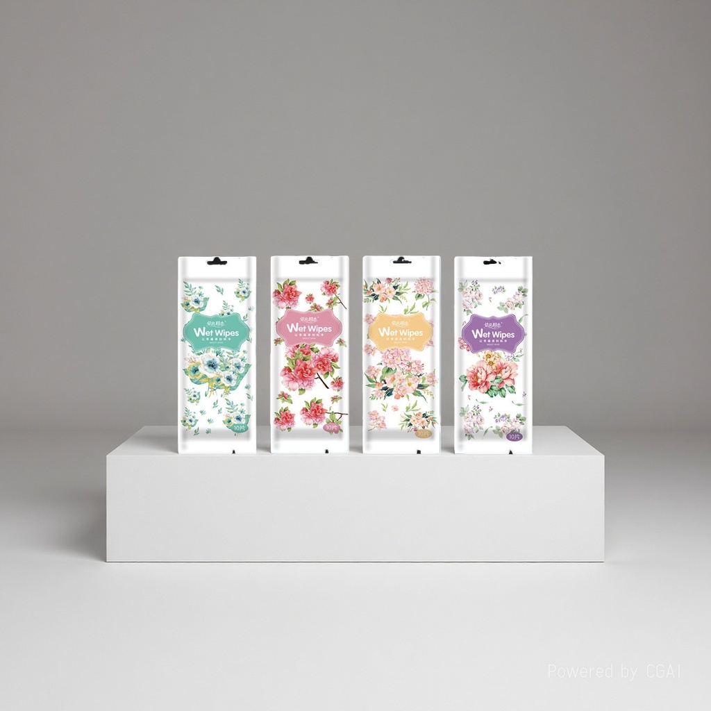 Single-piece packaged wet wipes for cosmetics Application Scenario