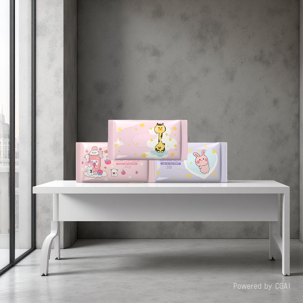 Cute and fun printed portable baby wet wipes box set, specially designed for cross-border e-commerce Specification image