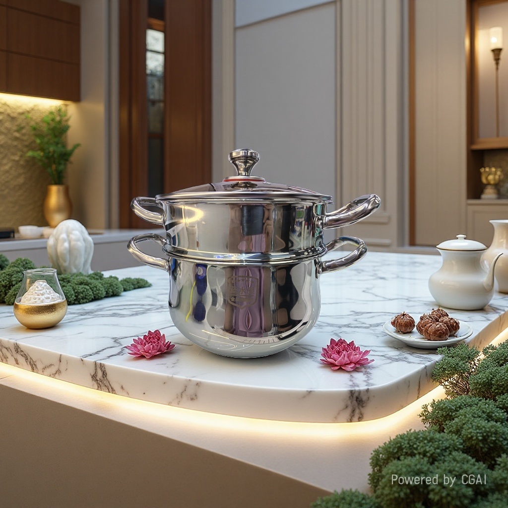 Blue Mercury Stainless Steel Double-layer Steamer 316L set pot, healthy and durable, steaming and cooking in one 160506902 Application Scenario