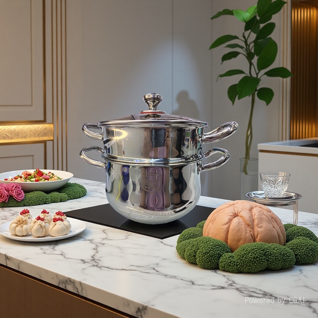 Blue Mercury Stainless Steel Double-layer Steamer 316L set pot, healthy and durable, steaming and cooking in one 160506902 details Picture