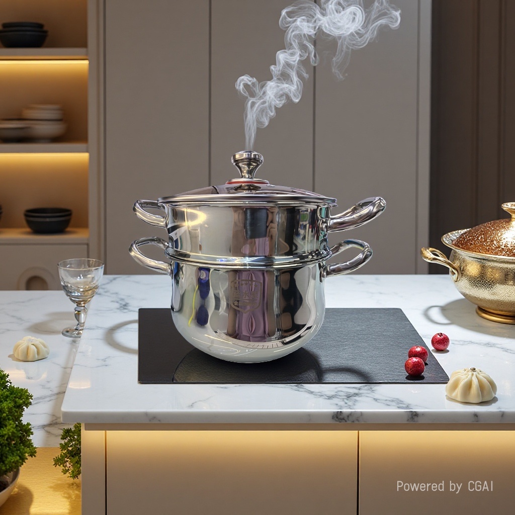 Blue Mercury Stainless Steel Double-layer Steamer 316L set pot, healthy and durable, steaming and cooking in one 160506902 Specification image