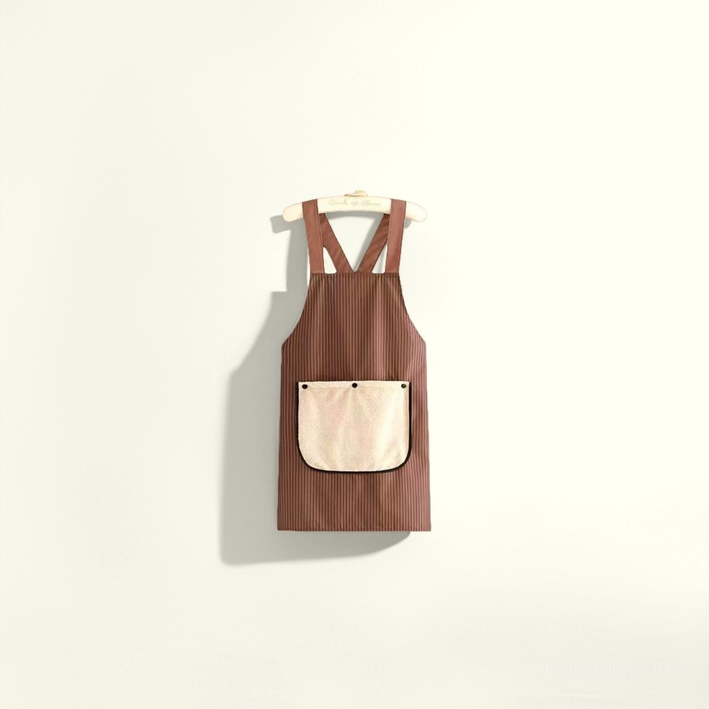 The new waterproof and oil-resistant apron with a detachable design is a home work uniform with stripes that are dirt-resistant and can be used to wipe hands Application Scenario