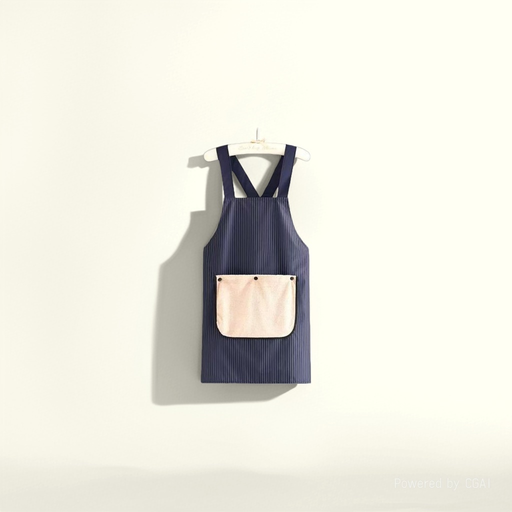 The new waterproof and oil-resistant apron with a detachable design is a home work uniform with stripes that are dirt-resistant and can be used to wipe hands
