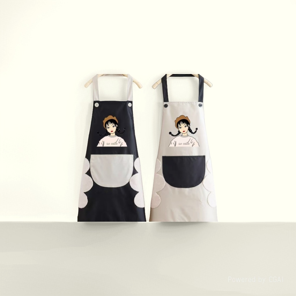Cute Japanese-style waterproof apron, kitchen and household women's fashionable oil-resistant work clothes custom logo