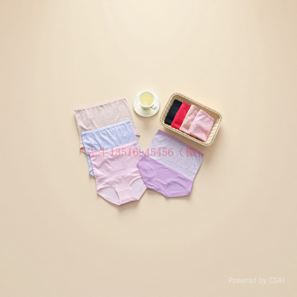 High-waisted, belt-tightening, postpartum shaping lace, pure cotton crotch, body-shaping triangle pants for women in foreign trade details Picture