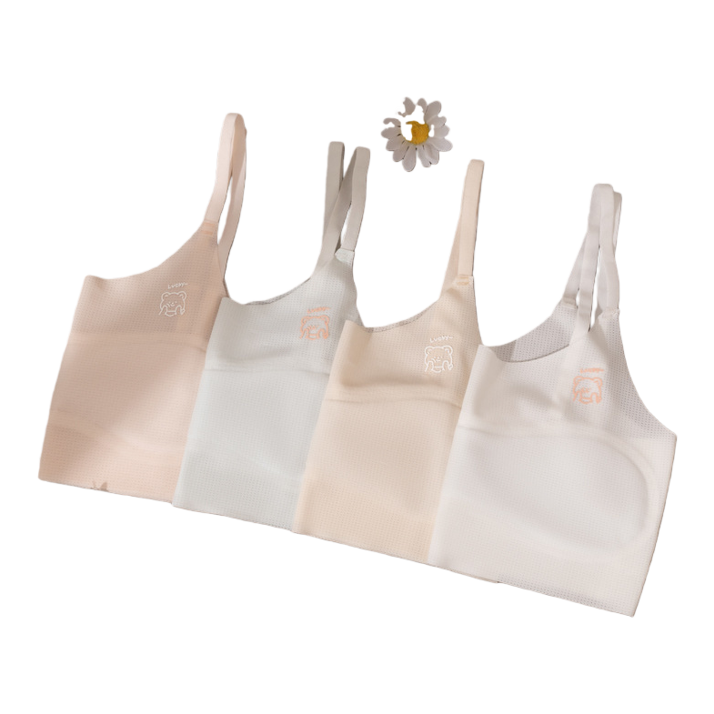A beautiful, round-neck, seamless bra for girls, a 120g cotton, breathable, soft and comfortable inner vest. 110046766 Item Picture