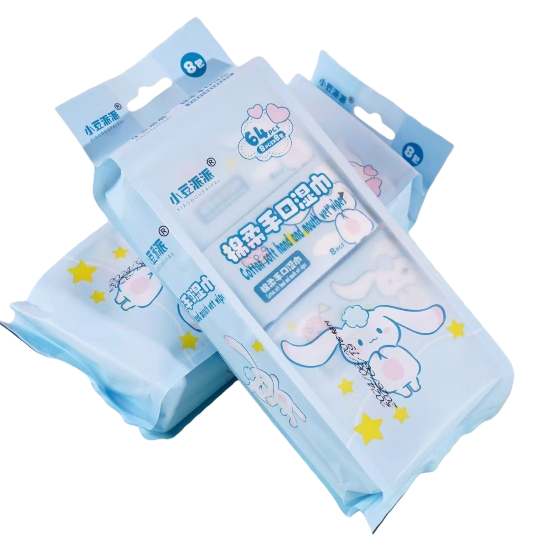 Blue packaging cotton soft hand and mouth wet wipes, portable small wet wipes, box set, cross-border e-commerce baby wet wipes and wet tissues Item Picture