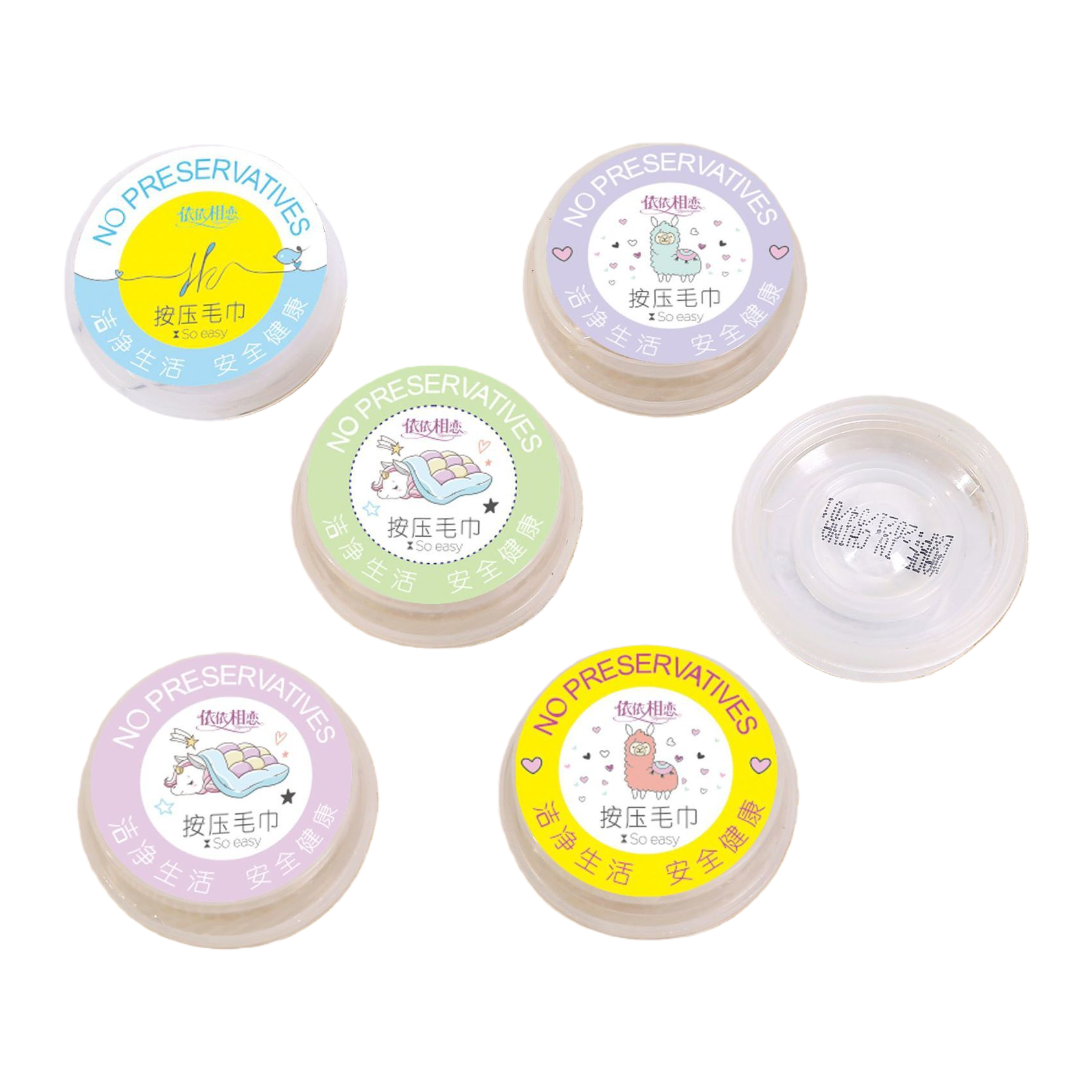 Cartoon press-type compressed towel, disposable press-type face towel with jasmine fragrance Item Picture