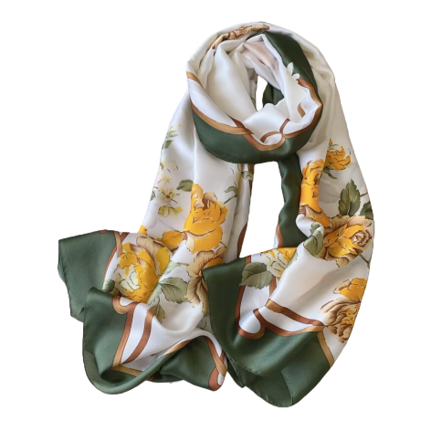 Silk flower-patterned small silk scarf, ribbon scarf, square scarf, shawl ribbon Item Picture
