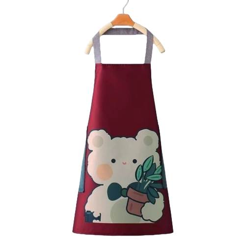A fresh and fashionable cartoon bear apron for home kitchen, waterproof and oil-proof, cute for cooking, can be used to wipe hands, worn around the neck and waist. 142902204 Item Picture
