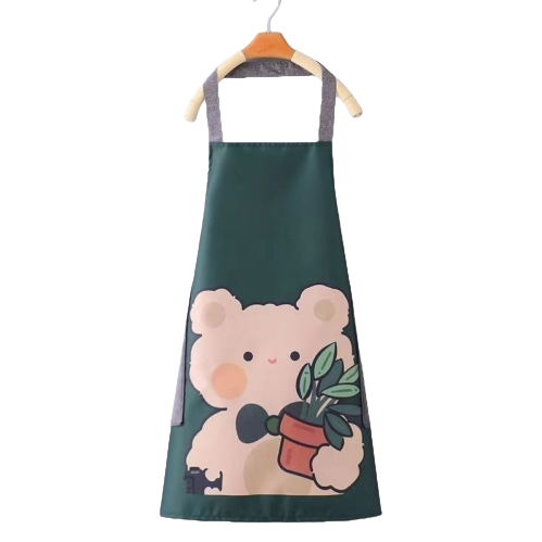 A fresh and fashionable cartoon bear apron for home kitchen, waterproof and oil-proof, cute for cooking, can be used to wipe hands, neckband and waist. 142900170 Item Picture
