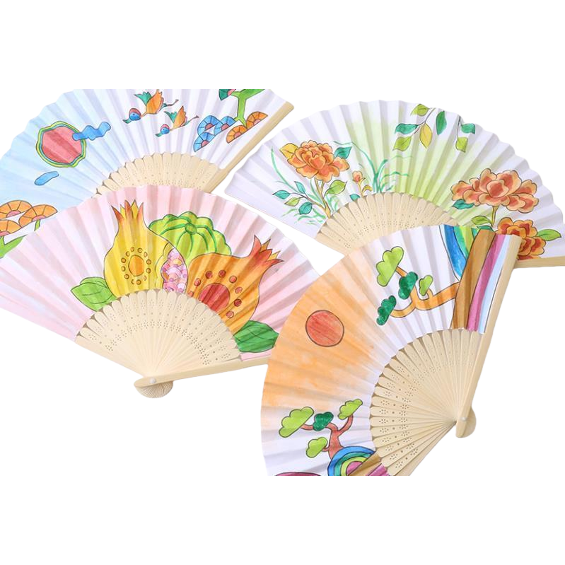 漆扇子/扇子/折扇/扇子女夏季中国风/扇子刺绣白底实物图