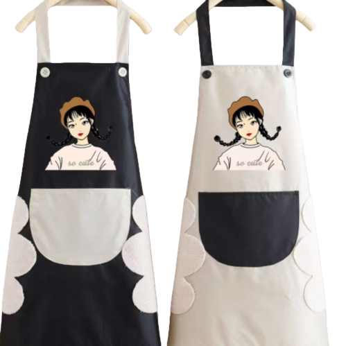 Cute Japanese-style waterproof apron, kitchen and household women's fashionable oil-resistant work clothes custom logo Item Picture