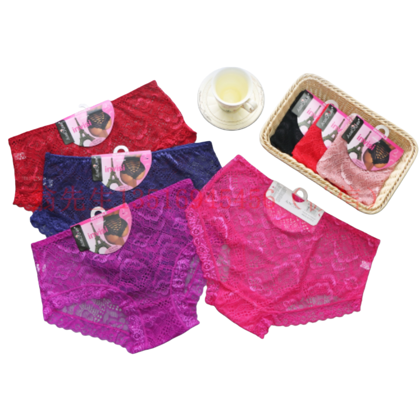 Wholesale of sexy French lace, ultra-thin breathable mesh, pure cotton crotch, large size triangle pants, pure cotton underwear for women Item Picture