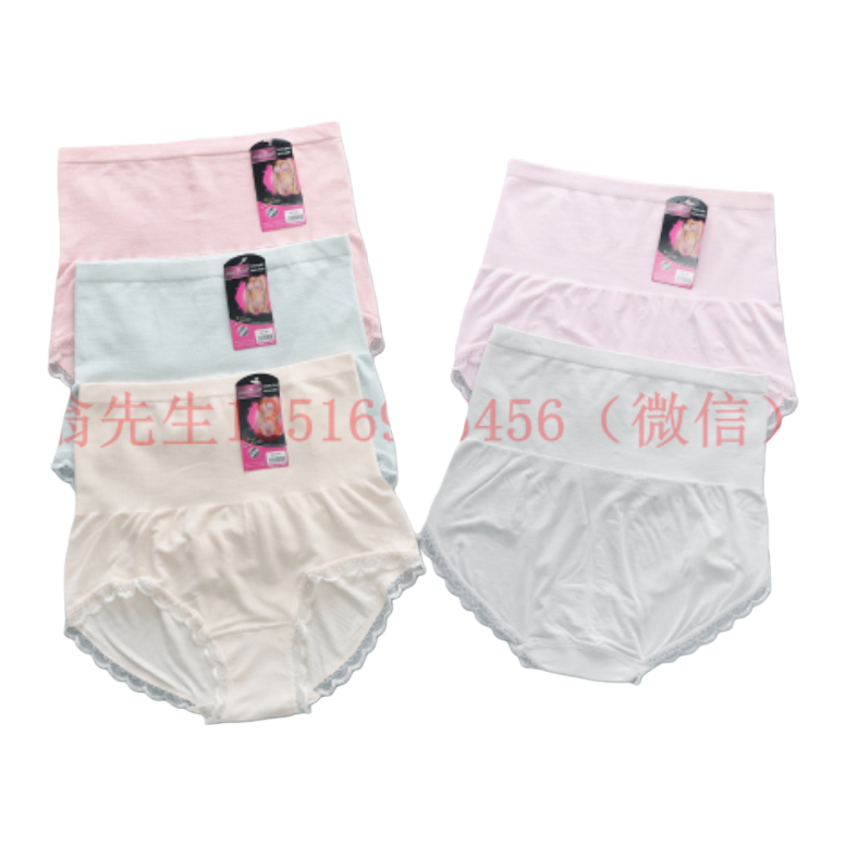 Seamless high-waisted, belt-tightening, postpartum lace, hip-lifting, pure cotton crotch triangle pants for women in foreign trade Item Picture