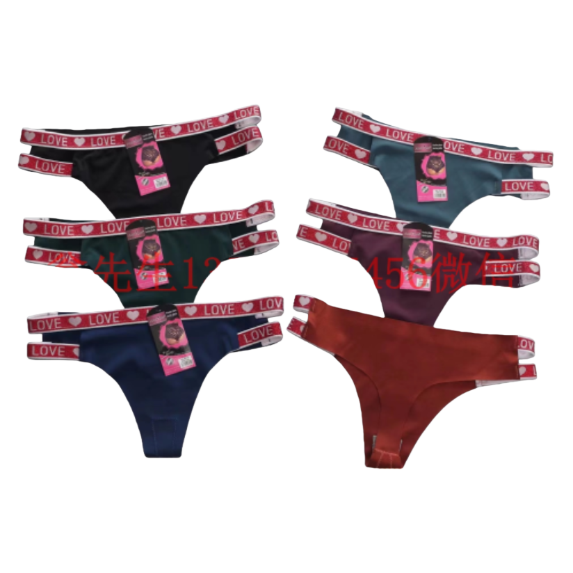 European and American wholesale export seamless LOVE English thong with sexy thong underwear for women, see-through sexiness Item Picture