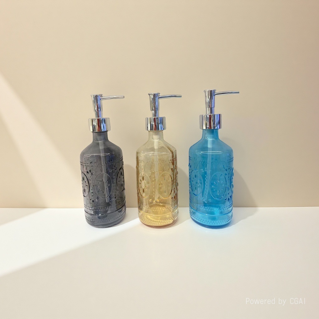 三色透明玻璃给皂器皂液器