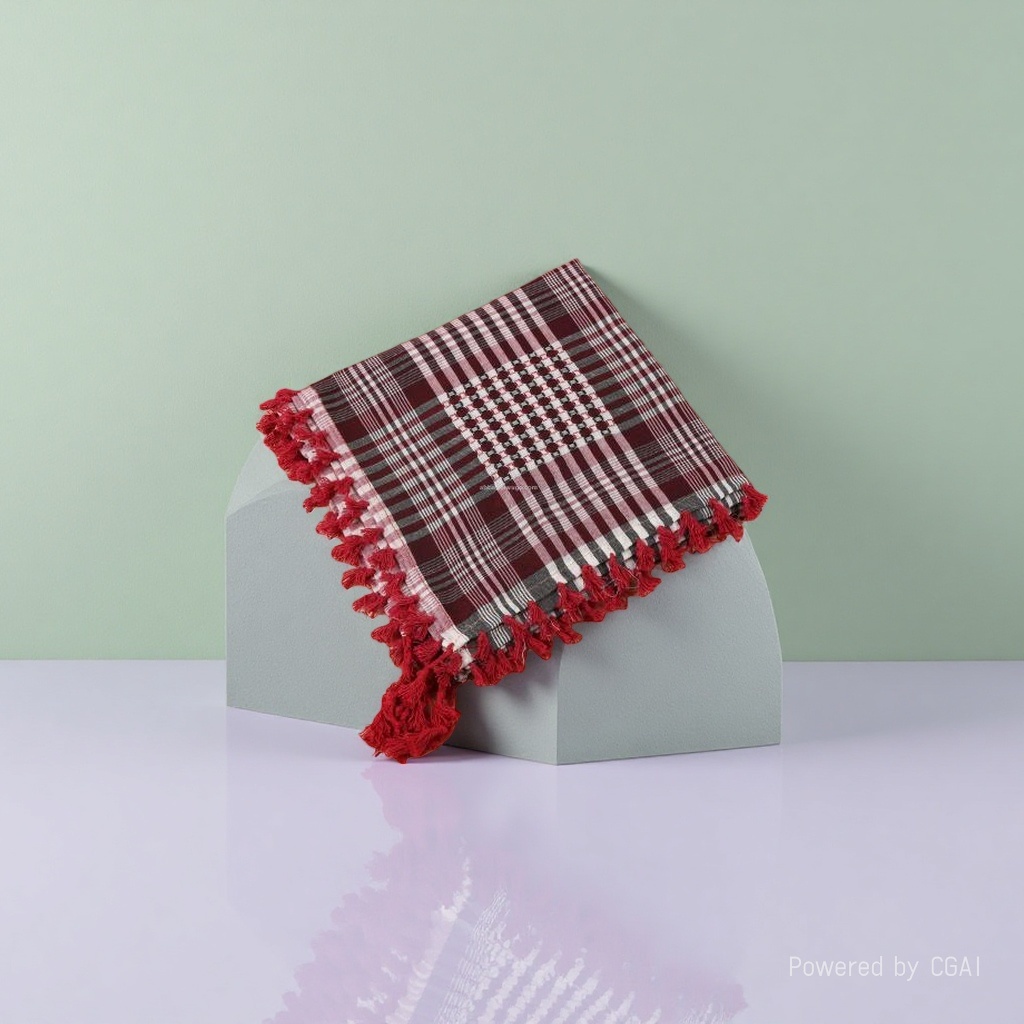 Muslim checkered wool scarf, World Cup ribbon square scarf, silk scarf shawl details Picture