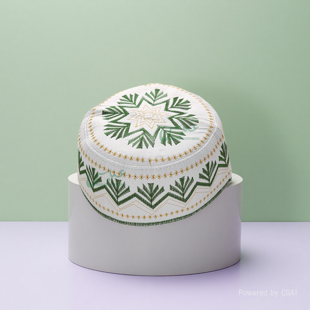 Arab men's embroidered prayer hat in stock for wholesale 3 Specification image