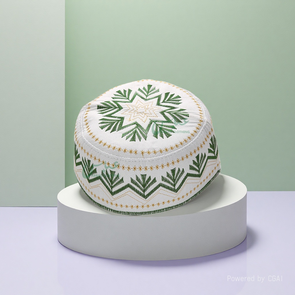Arab men's embroidered prayer hat in stock for wholesale 3