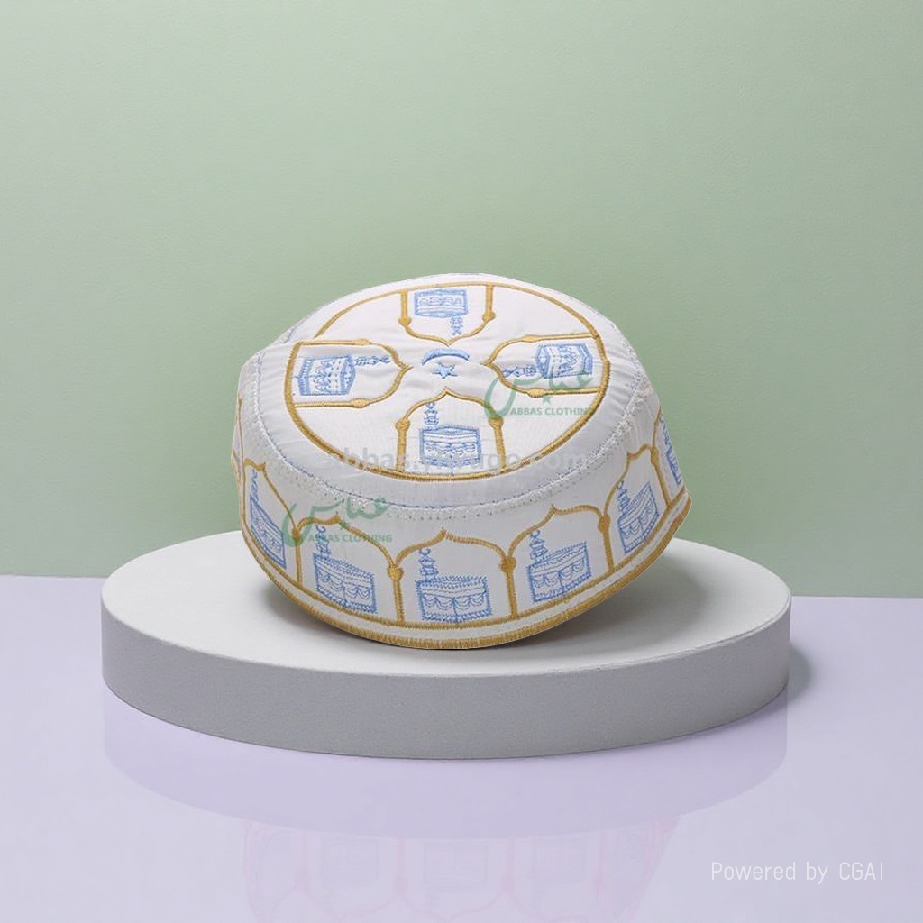 Arab men's embroidered prayer hat in stock for wholesale 4