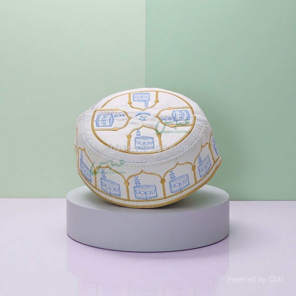 Arab men's embroidered prayer hat in stock for wholesale 4 Specification image