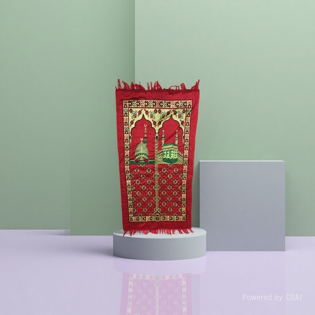 Red Buddhist ritual items, thickened prayer blankets, and temple worship MATS Specification image