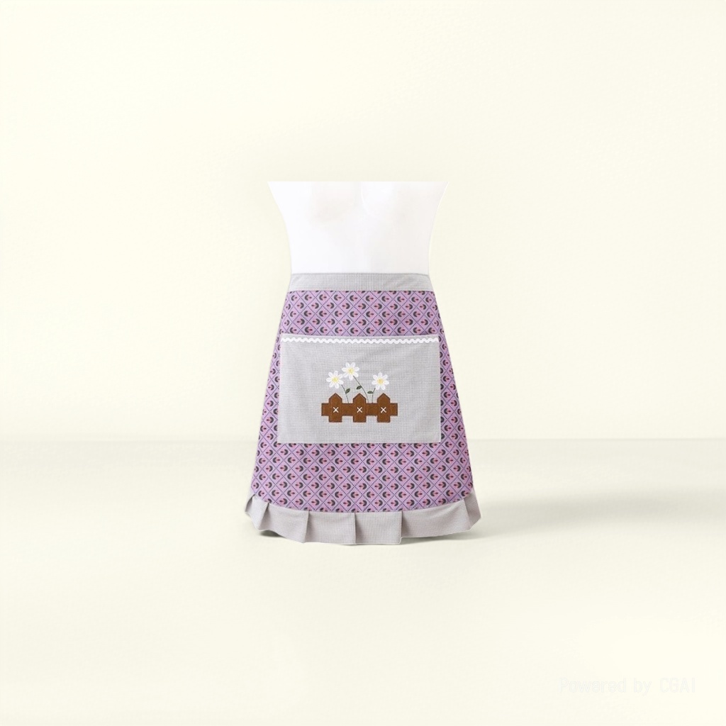 Apron striped home canvas cooking kitchen waist, half-body wear-resistant, stain-resistant, breathable work clothes, fashionable half details Picture