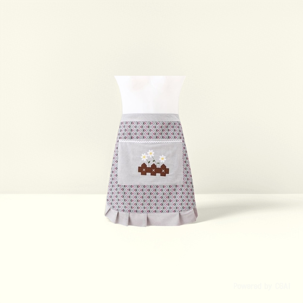 Apron striped, home canvas, cooking, kitchen, waist, half-body, wear-resistant, stain-resistant, breathable work clothes, fashionable half. 093624061 Specification image