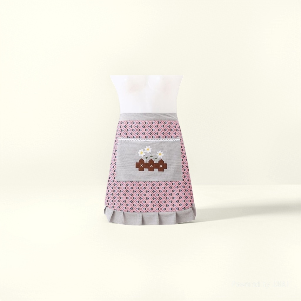 Apron striped, home canvas, cooking, kitchen, waist, half-body, wear-resistant, stain-resistant, breathable work clothes, fashionable half. 093621695 Specification image