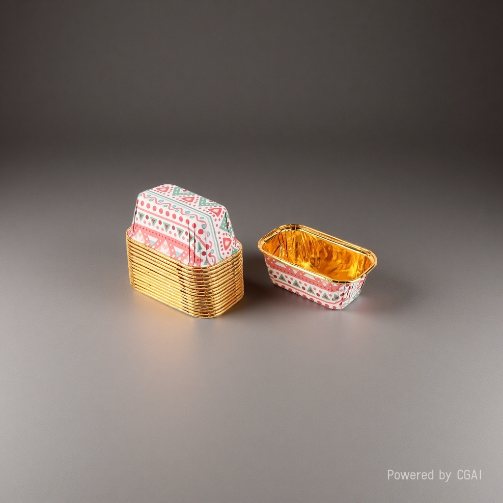 长方形新款波西米亚风纸杯单面金纸杯8*4*4cm 15pcs/盒